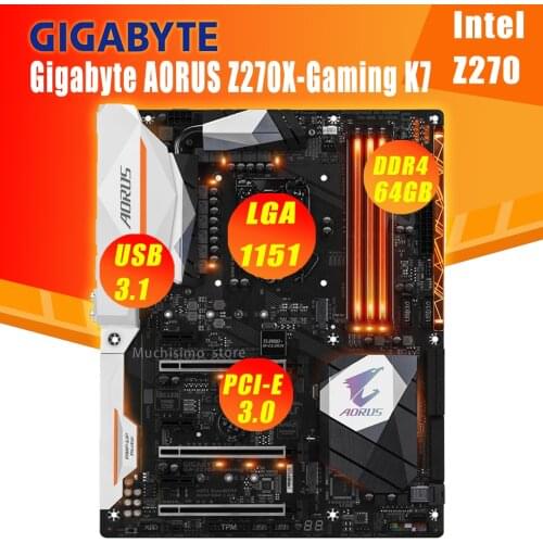 Gigabyte AORUS Z270X-Gaming K7 Motherboard LGA 1151 i7 i5 i3 DDR4 4000(O.C.) U.2 M.2 SATA III Desktop Z270 Placa-mãe 1151 ATX