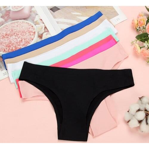Hot Summer Ice Silk Seamless Underwear Womens Simple Candy Color Underwear Thin Section Smooth and Supple Womens Underwear