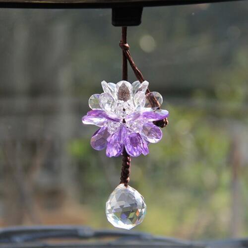 Crystal Faceted Ball Pendants Car Rearview Mirror Ornaments Glass Crafts Home Hanging Decor Figurine Car Interior Accessories