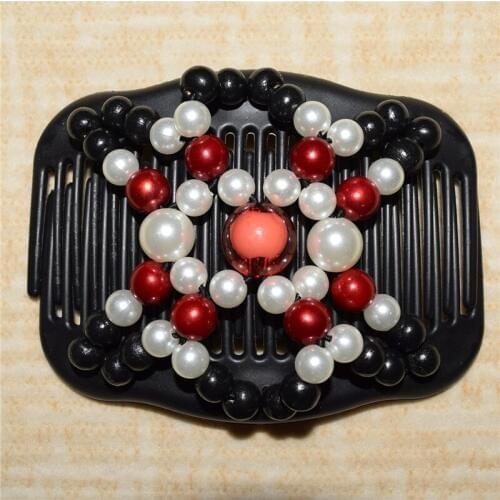 Red FLOWER beads and mix colour magic comb 20 pcs/lot classical comb easy updo special christmas comb