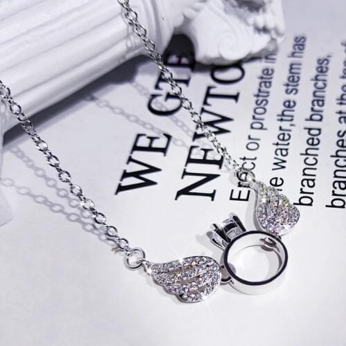 Brillian Korean Fashion Circle Angel Wing Necklace Womens Jewelry 1 Carat AAA Zirconia Birthday Party Friend Jewelry Gift