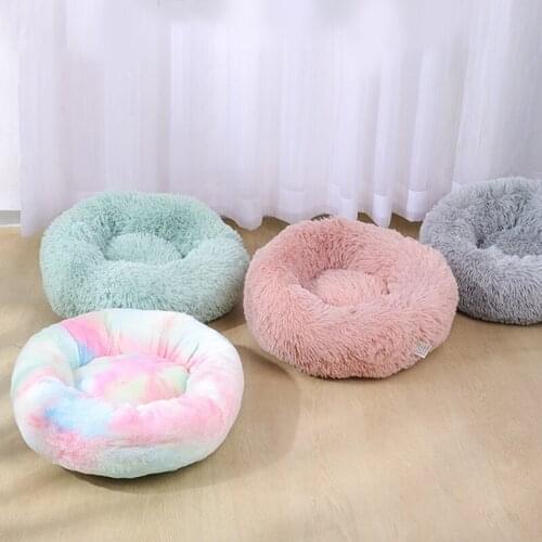 50cm Round Cat Beds House Soft Long Plush Best Pet Dog Bed Basket Pet Products Cushion Cat Bed Cat Mat Animals Sleeping Sofa