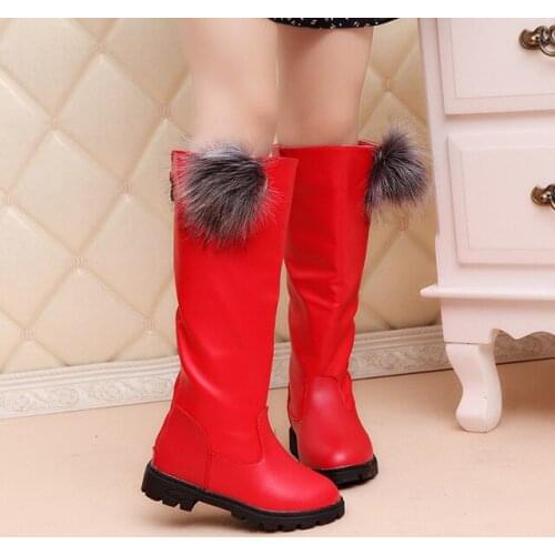 Female Child Fashion red shoes Child Snow Boots Child Brief Plush Boots High-leg Baby Warm shoes Princess Sneakers