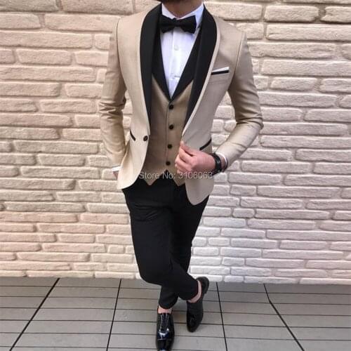 Slim Fit Suit Men 3 Pieces Business Casual Notched Lapel Groomsmen Green/Grey Tuxedo for Wedding Suits ( Jacket + Vest + Pants )