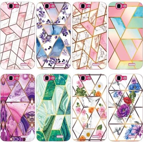 Soft Phone Case for Huawei Ascend G7 Funda Glossy Colorful Flower Silicone Phone Back Cover Geometric Marble Shell