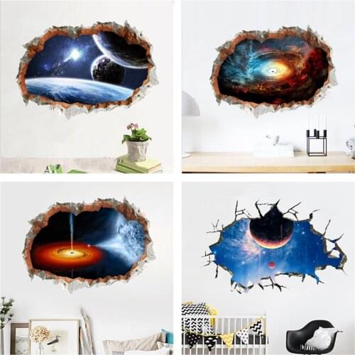 Black Hole Nebula Planet Space Wall Sticker For Kids Room Decoration Vivid 3d Space Theme Mural Art Diy Home Decals Pvc Posters