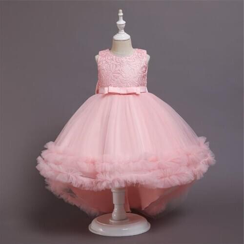 New Princess Lace Dress Kids Flower Dress For Girls Vintage Children Dresses For Wedding Party Formal 3-11T