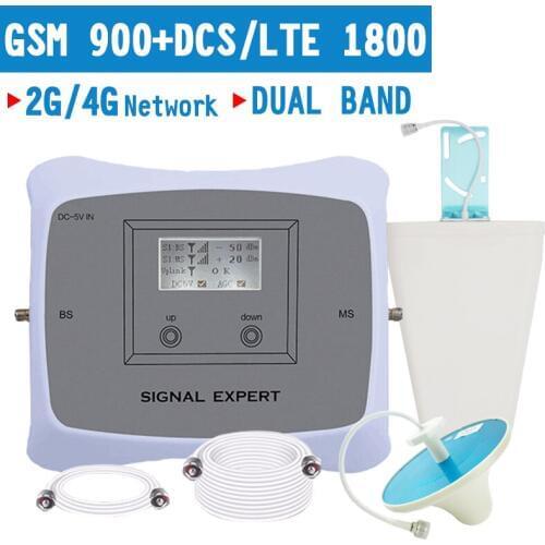 New Arrival 2G 4G Mobile Signal Booster Dual Band 900/1800mhz Cellular Signal Cell Phone Repeater Amplifier With LCD Display Kit