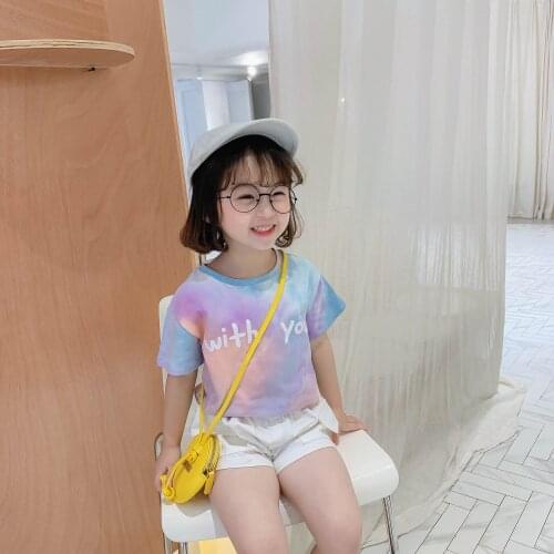 2 3 4 5 6 Years Toddler Girl T--shirts Casual Letter Printed Color Short Sleeve Tops for Girl Kids Clothing 2020 Summer Baby Tee