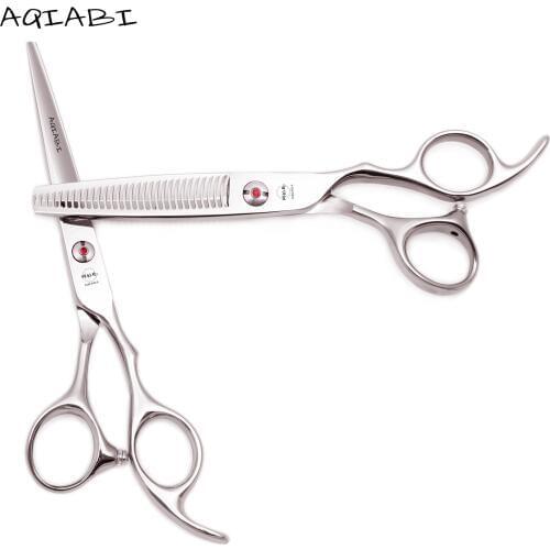 6'' AQIABI Japanese Steel 440C Scissors Barbers Hair Cutting Scissors Thinning Shears Professional Hairdressing Scissors A2003