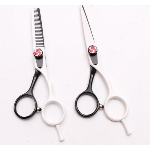 C1018 6" 17.5cm White JP 440C Customized Logo Professional Hairdressing Scissors Cutting Scissors Thinning Shears Styling Tools