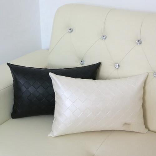 Luxury PU leather lumbar pillow without stuff ,artificial leather sofa seat cushion for furniture upholstery