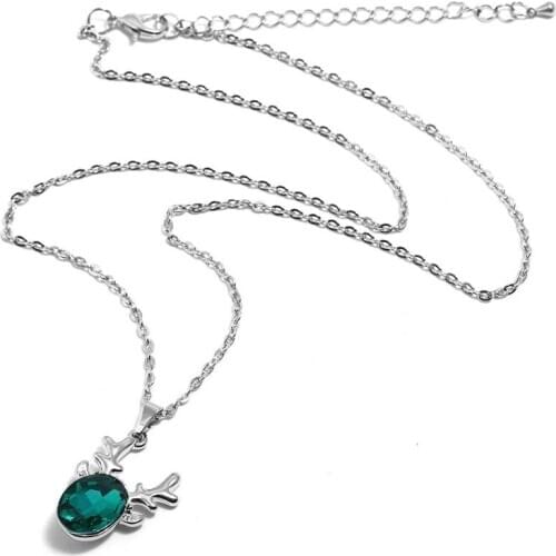Luxury Crystal Elk with cute and lovely Deer Antlers Pendant Necklace for the Gift of Fashion women in Chrismas Day