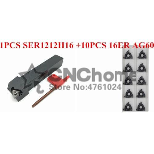 SER1212H16 SER1616H16 SER2020K16 External thread CNC Turning tool 1pcs+16ER AG60 Carbide insert 10pcs 11pcs/set
