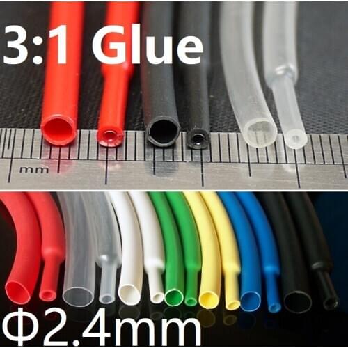 Diameter 2.4mm Heat Shrink Tubing 3:1 Ratio Dual Wall Thick Glue Waterproof Wire Wrap Insulated Adhesive Lined Cable Sleeve