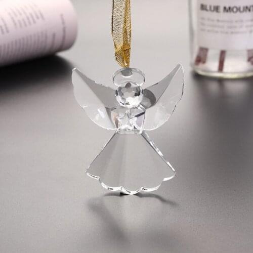 Car Interior Decoration Transparent Crystal Angel Rearview Mirror Pendant Car Decoration Crystal Car Decoration Accessories