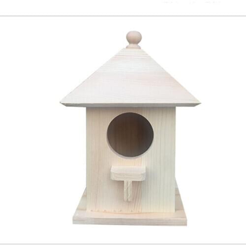 Outdoor Solid Wood Bird House Garden Bird Feeder Idyllic Style Bird House 1Pc Lightweight and replaceable Wooden practical #A