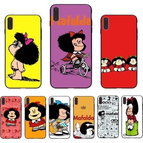 IMIDO Mafalda Funny Unique Covers case Coque For Iphone 7 8 7PLUS 8PLUS X XS XR XSMAX 5 5S SE 6 6S 6PLUS 6SPLUS