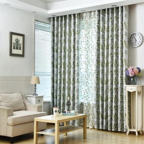 Blackout Window Curtains for Living Room Kitchen Bedroom Leaves Pattern Country Styles Customized Home Decor Embroidered tulle
