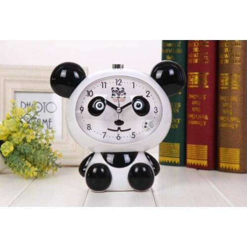 1 piece Panda night light alarm clock mute lovely children talking cartoon student bedroom bedside clock student clock