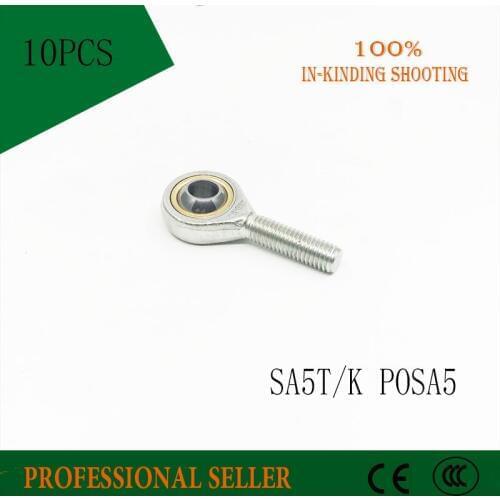 10pcs Free shipping SA5T/K POSA5 5mm right hand male outer thread metric rod end joint bearing POS5A