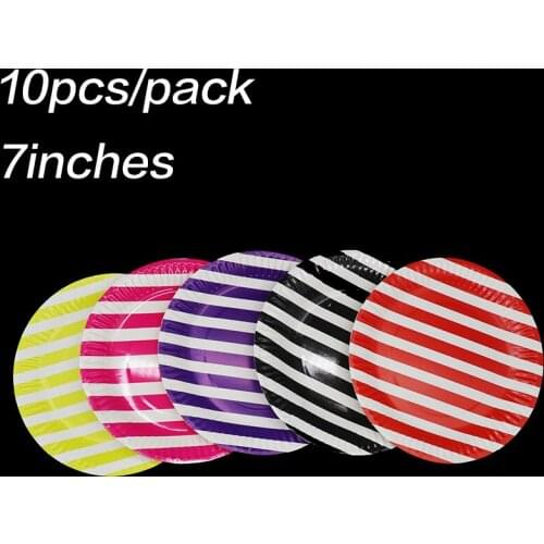 10pcs/lot stripes disposable plates stripes baby shower birthday party decorations stripes party supplies