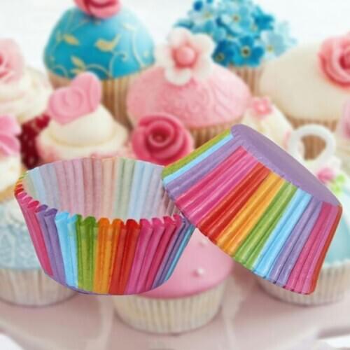 100/200 PCS Shape Liner Box Cake Baking Muffin Box Paper Cake Cup Party Tray Cake Mold Decoration Rainbow Cake Paper Cup