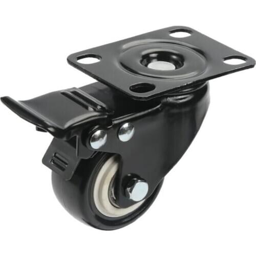 2PCS/Lot 2 Inch Swivel Casters Wheel with Double Brake, Bearing, Heavy Duty No Noise PU Wheels Plate Locking Casters, 50kg Load