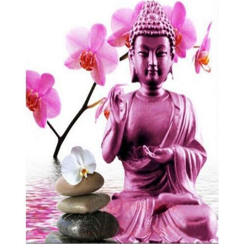 2025cm5D Diamond Painting Cross Stitch Orchid Buddha flower picture Diamond Embroidery modern Diamond Mosaic Home Decor gift RD4