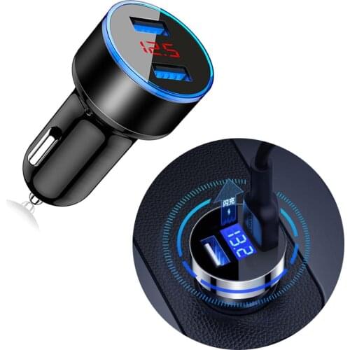 3.1A LED Display Dual USB Car Charger Universal Mobile Phone Aluminum Car-Charger for Volkswagen vw POLO Tiguan Passat Peugeot