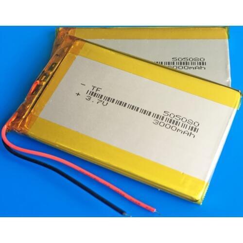 5 pcs 3.7V 3000mAh 505080 Polymer Lithium Lipo Rechargeable battery for GPS DVD PAD power bank e-book camera tablet 5*50*80mm