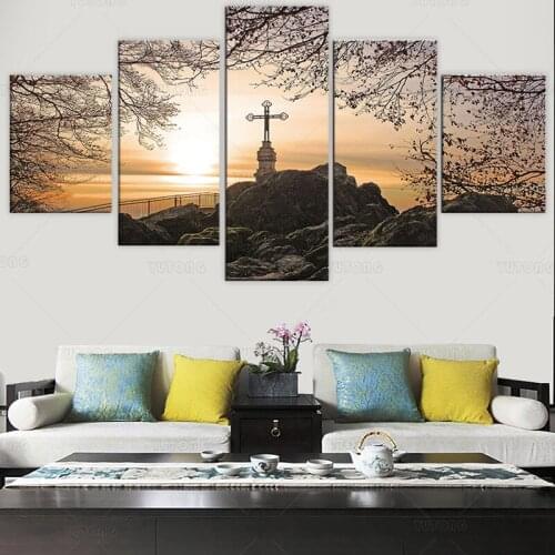 5 Pieces religion Christianity Posters cross Canvas Pictures Home Wall Art Framework Decor For Living Room HD Prints