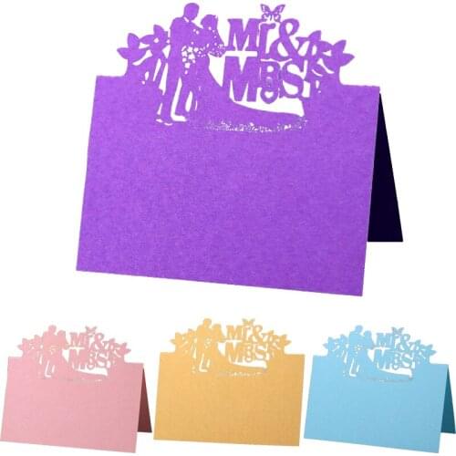 50Pcs 12x9cm MR&MRS Delicate Laser Cut Luxury Table Name Place Cards Wedding Decoration Party Invite Card Table Decoration Favor