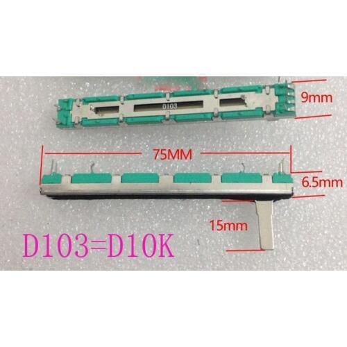 50pcs 7.5CM 75mm D10K dual channel mixer fader potentiometer D103 6Pins 10K D103 D10KX2