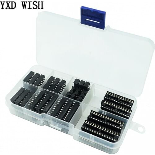 66PCS/Lot DIP IC Sockets Connector Adaptor Solder Type 6/8/14/16/18/20/24/28 pins DIP IC Socket Diy Assortment Connectors Kit
