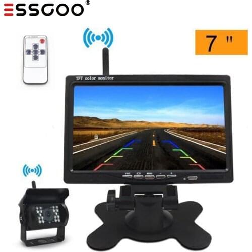 7'' Car Monitors TFT LCD Wireless Car Truck monitor +Parking Camera kit High-resolution PAL/NTSC For Car/Truck DVD/VCD/TV/GPS