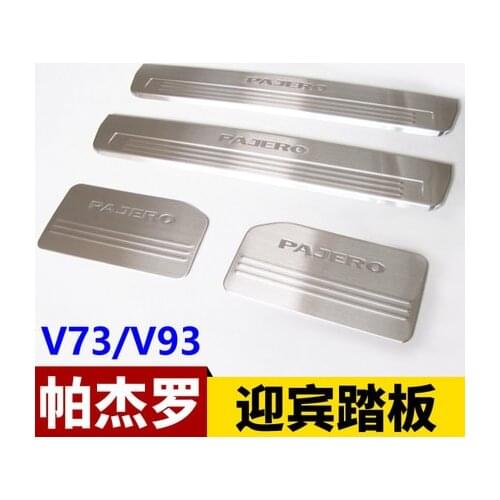 Free shipping Stainless Steel Side Door Sill Scuff Plate Trim 4pcs Fit For Mitsubishi Pajero V97 V93 V73 2003-2019