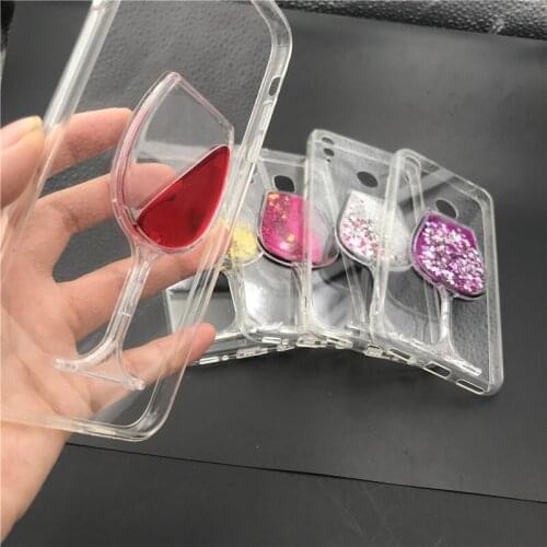 Cute Flowing Sand Liquid Red Wine Capa Case for iPhone 13 12 11 Pro Max XS XR X 6 6S 8 7 Plus Samsung S20 S21 Plus FE Ultra