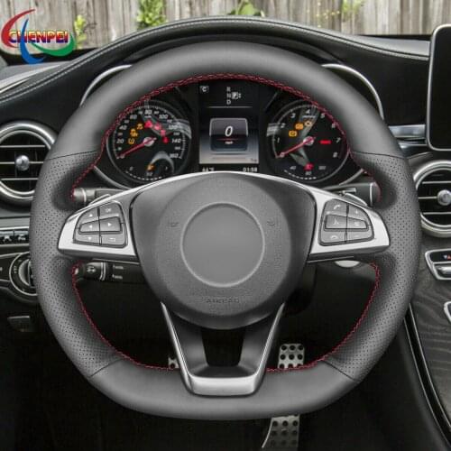 DIY Hand-Sewn Non-Slip PU Leather Steering Wheel Cover For Mercedes Benz W205 C117 X156 C218 W213 Car Interior Accessories