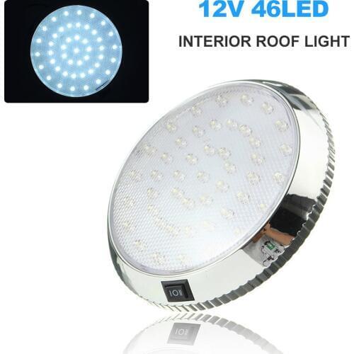 DC12V 46LEDs Dome Roof Ceiling Lamp Light plastic LED spot light with On/Off switch for Caravan Campervan Motorhome Boat Kitchen