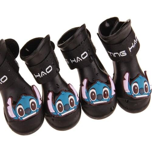 For Dogs 4Pcs/ Lot Dog Rain Shoes Dog Clothes Harness Candy Colors Boots Waterproof Booties Rubber Pet Household Supplies
