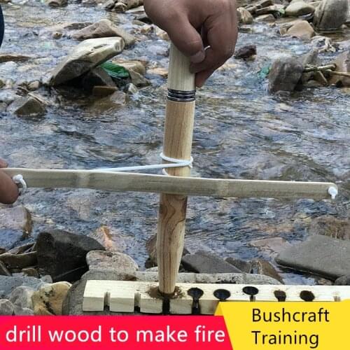 Outdoor Survival Bow drill wood make fire bushcraft training Friction Fire Starter Field practice Activity Kits Camping Tools
