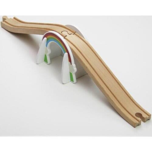 EDWONE -White Rainbow Bridge Track S Track Wood Train Slot Railway Accessories Original Toy Kids Xmas Gifts FIT BIRO