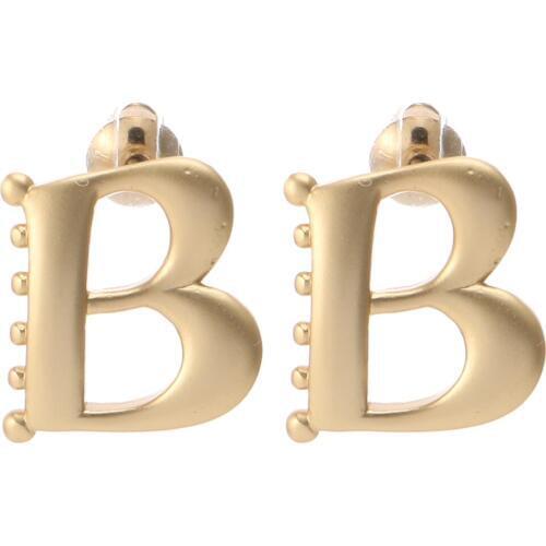 ELEGANCE11 Metal Punk Stud Earrings for Earrings Letter B Shape Statement Earrings for Christmas Party Jewelry
