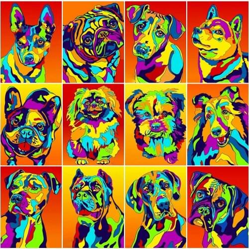 HUACAN Full Drill Square Diamond Painting Dog Mosaic Handmade Gift Embroidery Animal Home Decoration