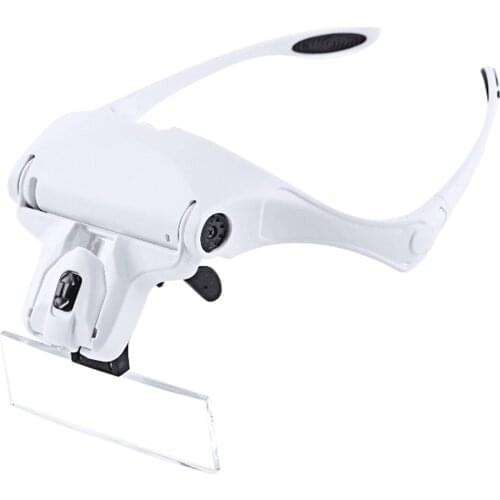 Headband Magnifier 5 Lens 1.0X-3.5X Headband Glasses Magnifier with 2 LED Lights Magnifying Glass Spectacle Magnifier