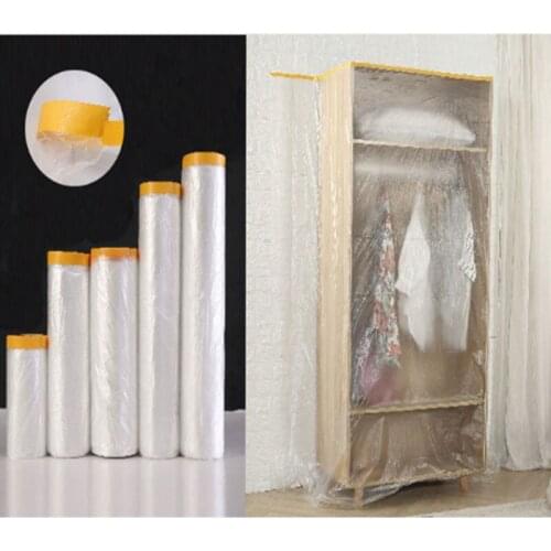 110 X 25cm Masking Tape Plastic Drop Cloth Dust Protection Masking Film Cover for Automobile Painting and Furniture Dust-proof