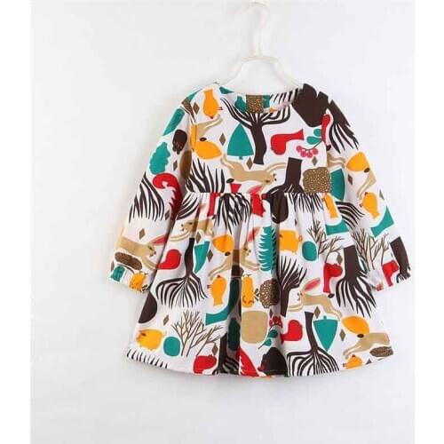 MERI AMMI Children Girl Dressing Floral Cartoon Dress Floral Prints Dress For 2-7 Year Baby Kids