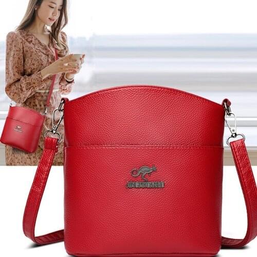Fashion simple bucket bag solid color soft leather small messenger bag 2021 summer new female bag luxury designer design handbag