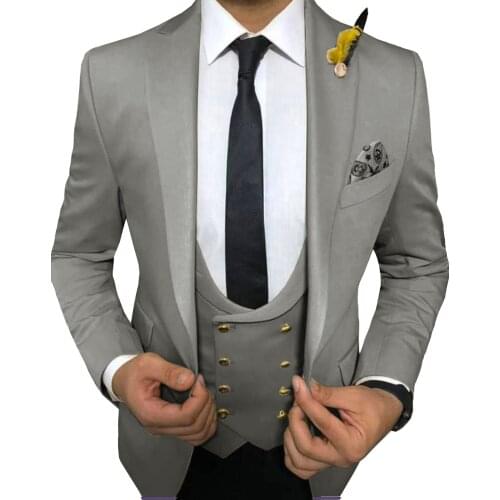 Men Suits Slim Fit Side Slit Groom Tuxedos Man Business Suit Formal Wear Wedding Suits Custom Made Costume Homme Terno